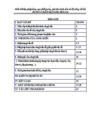 SKKN Một số biện pháp nâng cao chất lượng giáo dục tình cảm và kỹ năng xã hội cho trẻ mẫu giáo 4-5 tuổi trong Trường Mầm non