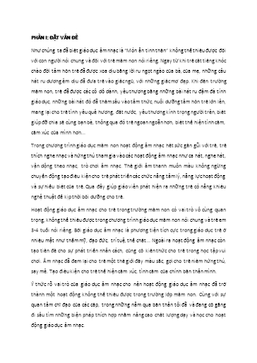 SKKN Một số biện pháp nâng cao chất lượng tổ chức hoạt động âm nhạc cho trẻ 3-4 tuổi A2 ở Trường Mầm non Chi Lăng