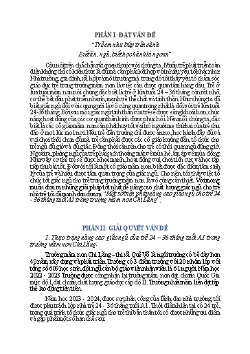 SKKN Một số biện pháp nâng cao giấc ngủ cho trẻ 24 - 36 tháng tuổi A1 trong Trường Mầm non Chi Lăng