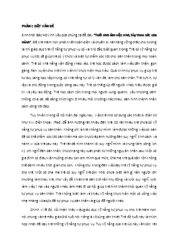 SKKN Một số biện pháp nâng cao kỹ năng tự phục vụ cho trẻ lớp 5-6 tuổi A3 Trường Mầm non Chi Lăng