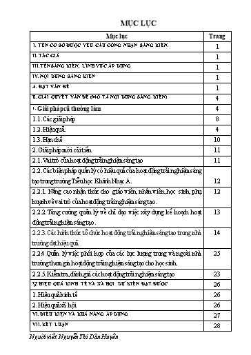 SKKN Một số biện pháp tổ chức có hiệu quả các hoạt động trải nghiệm sáng tạo cho học sinh Trường Tiểu học Khánh Nhạc A, huyện Yên Khánh