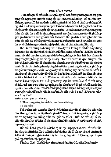 SKKN Một số biện pháp tuyên truyền kết hợp với phụ huynh trong công tác chăm sóc giáo dục trẻ tại lớp mẫu giáo 5-6 tuổi A2 trường mầm non Đồng Lạc