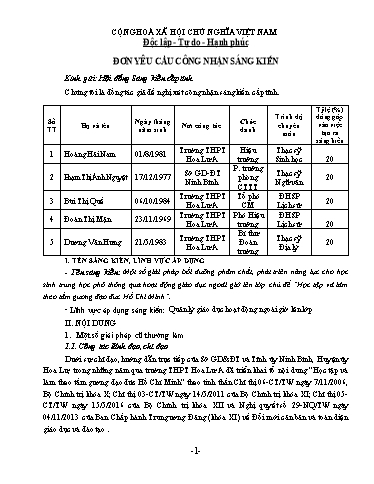 SKKN Một số giải pháp bồi dưỡng phẩm chất, phát triển năng lực cho học sinh trung học phổ thông qua hoạt động giáo dục ngoài giờ lên lớp chủ đề “Học tập và làm theo tấm gương đạo đức H