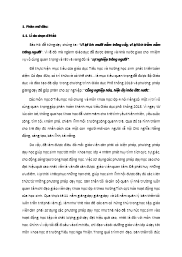 SKKN Một số giải pháp chỉ đạo dạy học môn Khoa học Lớp 4 theo hướng tích cực hoá hoạt động của học sinh ở Trường Tiểu học Nga Thiện