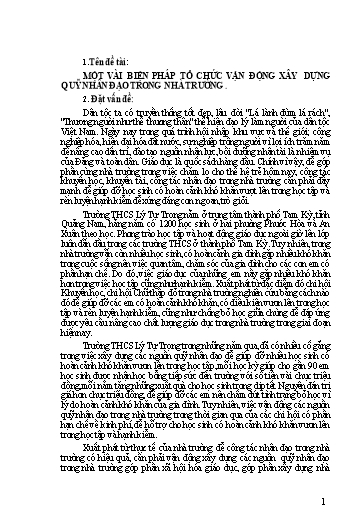 SKKN Một vài biện pháp tổ chức vận động xây dựng quỹ nhân đạo trong nhà trường