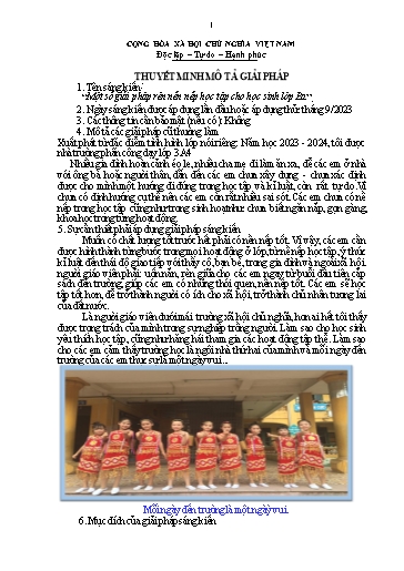 Thuyết minh Sáng kiến Một số giải pháp rèn nền nếp học tập cho học sinh Lớp Ba