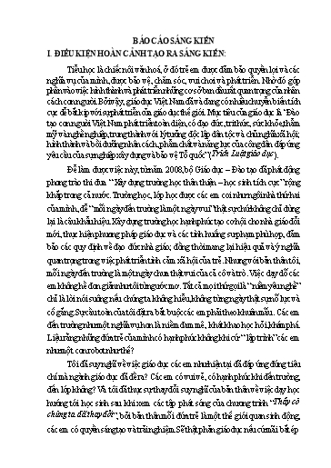 Báo cáo Sáng kiến Biện pháp để xây dựng lớp học hạnh phúc cho học sinh Lớp 4