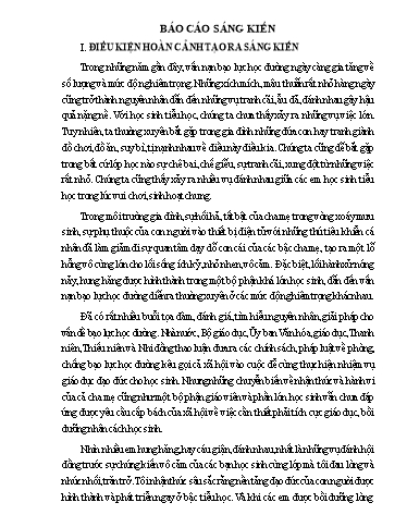 Báo cáo Sáng kiến Biện pháp giáo dục lòng nhân ái, chống bạo lực học đường và hình thành nhân cách tốt đẹp cho học sinh Tiểu Học