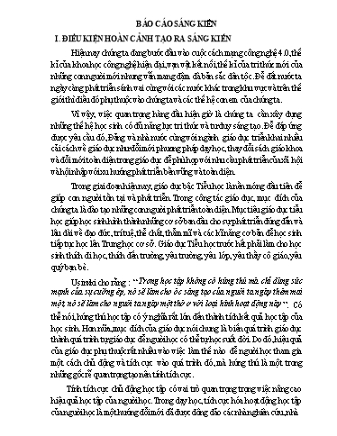 Báo cáo Sáng kiến Biện pháp giáo dục nhằm gây hứng thú giúp học sinh Lớp 2 tự tin, tích cực, chủ động tham gia các hoạt động học tập