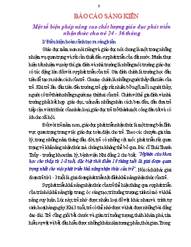 Báo cáo Sáng kiến Một số biện pháp nâng cao chất lượng giáo dục phát triển nhận thức cho trẻ 24 - 36 tháng