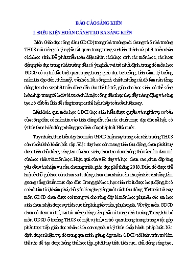 Báo cáo Sáng kiến Một số biện pháp nâng cao hiệu quả giảng dạy môn GDCD Khối 6, Khối 7 ở trường THCS