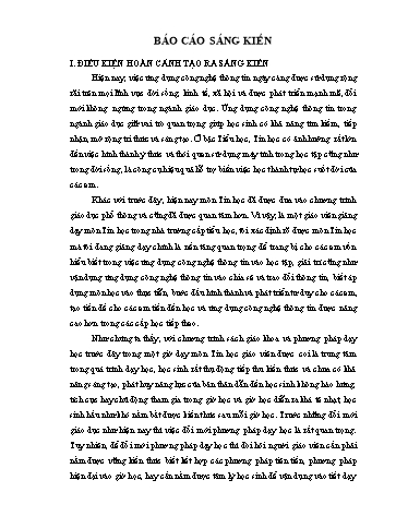 Báo cáo Sáng kiến Một số biện pháp nhằm phát huy năng lực của học sinh theo chương trình giáo dục phổ thông 2018 trong giờ học môn Tin học Lớp 3