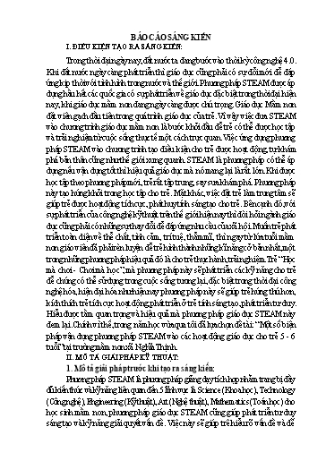 Báo cáo Sáng kiến Một số biện pháp vận dụng phương pháp STEAM vào các hoạt động giáo dục cho trẻ 5 - 6 tuổi