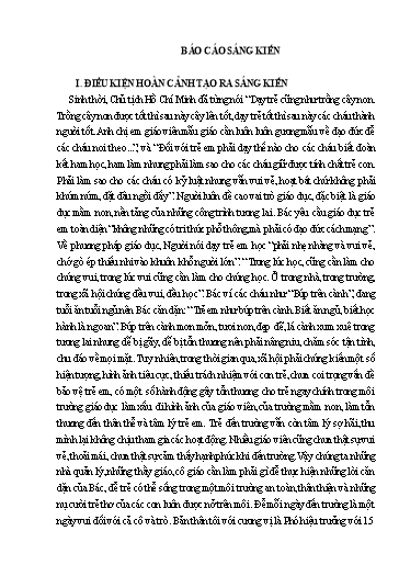 Báo cáo Sáng kiến Một số giải pháp xây dựng Trường Mầm non an toàn, thân thiện