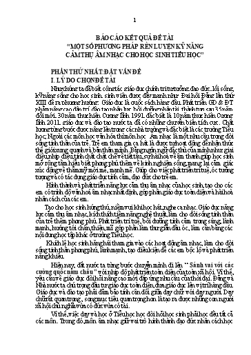 Báo cáo Sáng kiến Một số phương pháp rèn luyện kỹ năng cảm thụ âm nhạc cho học sinh Tiểu học