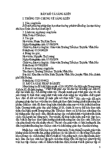 Mô tả Sáng kiến Đổi mới phương pháp dạy học theo hướng phát triển năng lực tạo hứng thú học Toán cho học sinh Lớp 3