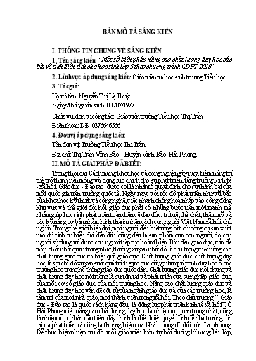 Mô tả Sáng kiến Một số biện pháp nâng cao chất lượng dạy học các bài về tính diện tích cho học sinh Lớp 5 theo chương trình GDPT 2018