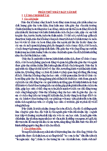 Sáng kiến kinh nghiệm Biện pháp bồi dưỡng kĩ năng sống cho học sinh Lớp 2