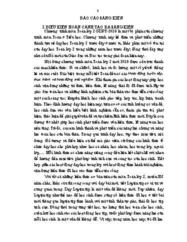 Sáng kiến kinh nghiệm Biện pháp chỉ đạo giáo viên nâng cao chất lượng các tiết dạy “Luyện tập” môn Toán Lớp 2 theo CTGDPT 2018