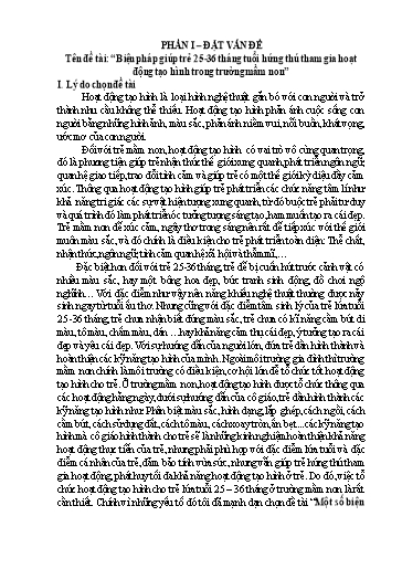 Sáng kiến kinh nghiệm Biện pháp giúp trẻ 25-36 tháng tuổi hứng thú tham gia hoạt động tạo hình trong Trường Mầm non