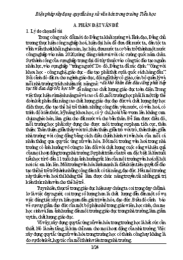 Sáng kiến kinh nghiệm Biện pháp xây dựng quy tắc ứng xử văn hóa trong trường Tiểu học
