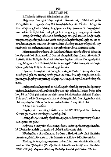 Sáng kiến kinh nghiệm Giải pháp nâng cao chất lượng bồi dưỡng học sinh giỏi Tin học Tiểu học