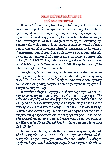 Sáng kiến kinh nghiệm Một số biện pháp bồi dưỡng sinh hoạt Sao cho cán bộ Phụ trách Sao ở Liên đội trường Tiểu học Tản Lĩnh
