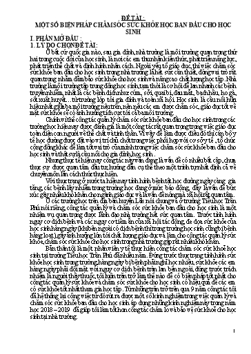 Sáng kiến kinh nghiệm Một số biện pháp chăm sóc giáo dục sức khỏe ban đầu cho học sinh Tiểu học