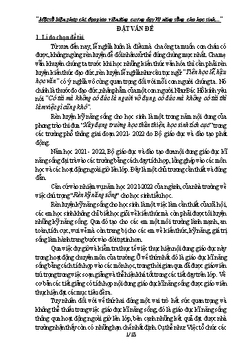 Sáng kiến kinh nghiệm Một số biện pháp chỉ đạo giáo viên tăng cường dạy kỹ năng sống cho học sinh
