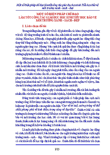 Sáng kiến kinh nghiệm Một số biện pháp chỉ đạo làm tốt công tác giáo dục học sinh Tiểu học bảo vệ môi trường xanh - Sạch - đẹp trong trường học