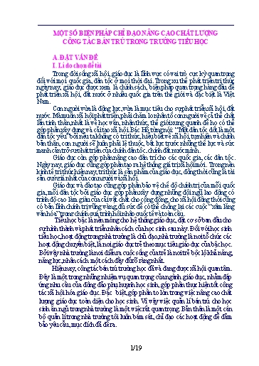 Sáng kiến kinh nghiệm Một số biện pháp chỉ đạo nâng cao chất lượng công tác bán trú trong Trường Tiểu học