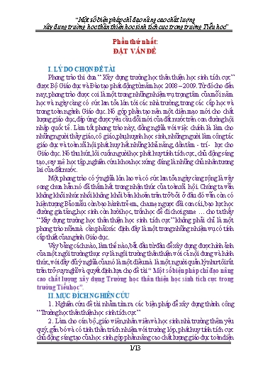 Sáng kiến kinh nghiệm Một số biện pháp chỉ đạo nâng cao chất lượng xây dựng Trường học thân thiện học sinh tích cực trong trường Tiểu học