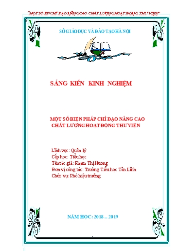 Sáng kiến kinh nghiệm Một số biện pháp chỉ đạo nâng cao chất lượng hoạt động thư viện
