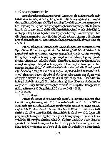 Sáng kiến kinh nghiệm Một số biện pháp dạy học hiệu quả môn Hoạt động trải nghiệm, hướng nghiệp tại nhà trường (Lớp 8 – Bộ sách Kết nối tri thức với cuộc sống)