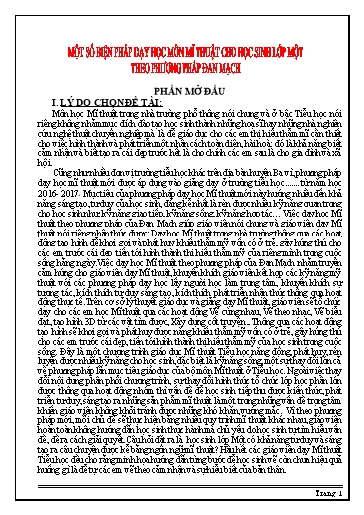 Sáng kiến kinh nghiệm Một số biện pháp dạy học môn Mĩ thuật cho học sinh Lớp Một theo phương pháp Đan Mạch