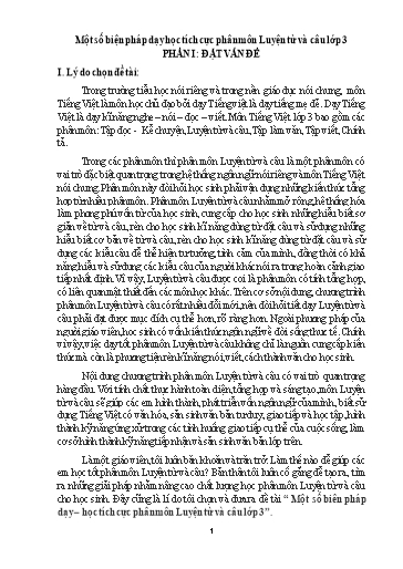 Sáng kiến kinh nghiệm Một số biên pháp dạy – học tích cực phân môn Luyện từ và câu Lớp 3