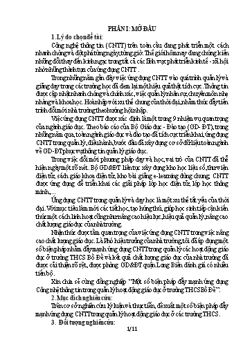 Sáng kiến kinh nghiệm Một số biện pháp đẩy mạnh ứng dụng Công nghệ thông tin trong quản lý hoạt động giáo dục ở trường THCS Bồ Đề