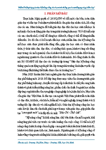 Sáng kiến kinh nghiệm Một số biện pháp giáo dục kỹ năng sống cho học sinh thông qua hoạt động ngoài giờ lên lớp