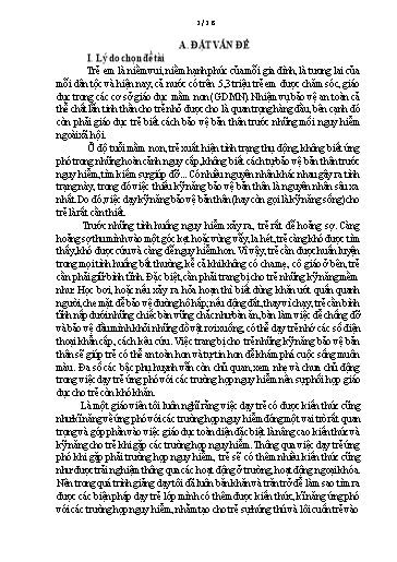 Sáng kiến kinh nghiệm Một số biện pháp giáo dục trẻ 5-6 tuổi kỹ năng tự bảo vệ bản thân trong những trường hợp khẩn cấp ở Trường Mầm non