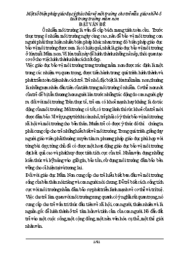 Sáng kiến kinh nghiệm Một số biện pháp giáo dục ý thức bảo vệ môi trường cho trẻ Mẫu giáo nhỡ 4-5 tuổi trong Trường Mầm non
