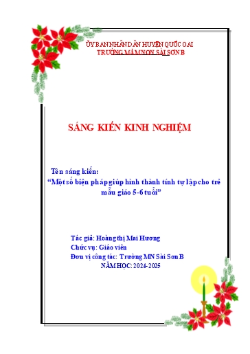 Sáng kiến kinh nghiệm Một số biện pháp giúp hình thành tính tự lập cho trẻ Mẫu giáo 5-6 tuổi