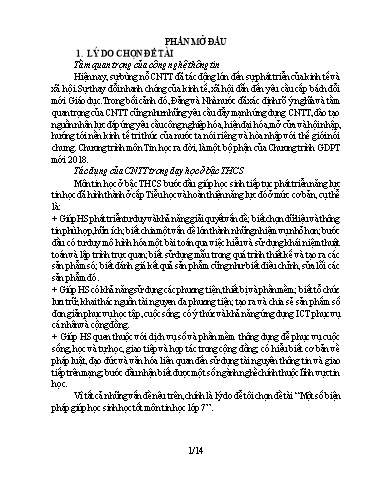 Sáng kiến kinh nghiệm Một số biện pháp giúp học sinh học tốt môn Tin học Lớp 7