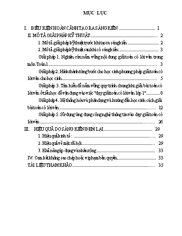 Sáng kiến kinh nghiệm Một số biện pháp giúp học sinh học tốt giải toán có lời văn ở Lớp 1 theo định hướng phát triển năng lực
