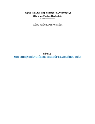 Sáng kiến kinh nghiệm Một số biện pháp giúp học sinh Lớp 1 đam mê học Toán