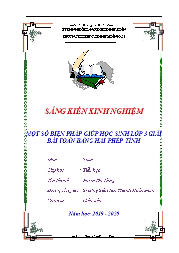 Sáng kiến kinh nghiệm Một số biện pháp giúp học sinh Lớp 3 giải bài toán bằng hai phép tính