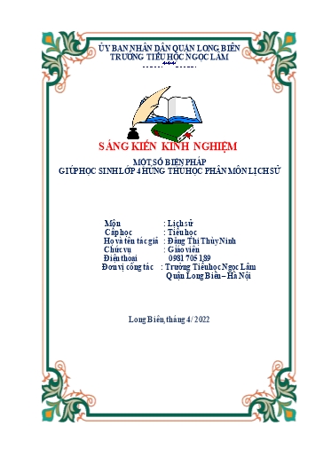 Sáng kiến kinh nghiệm Một số biện pháp giúp học sinh Lớp 4 hứng thú học phân môn Lịch sử