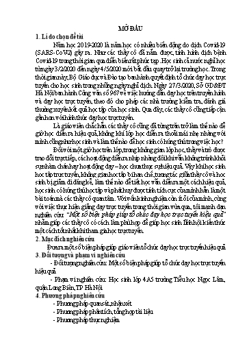 Sáng kiến kinh nghiệm Một số biện pháp giúp tổ chức dạy học trực tuyến hiệu quả