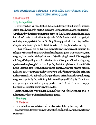 Sáng kiến kinh nghiệm Một số biện pháp giúp trẻ 5 - 6 tuổi hứng thú với hoạt động môi trường xung quanh
