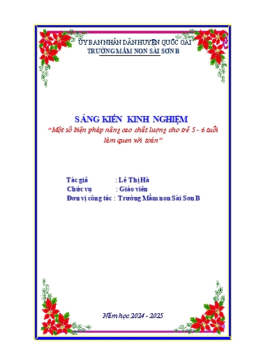 Sáng kiến kinh nghiệm Một số biện pháp nâng cao chất lượng cho trẻ 5 - 6 tuổi làm quen với Toán