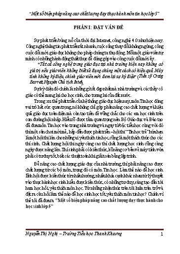 Sáng kiến kinh nghiệm Một số biện pháp nâng cao chất lượng dạy thực hành Tin học Lớp 5